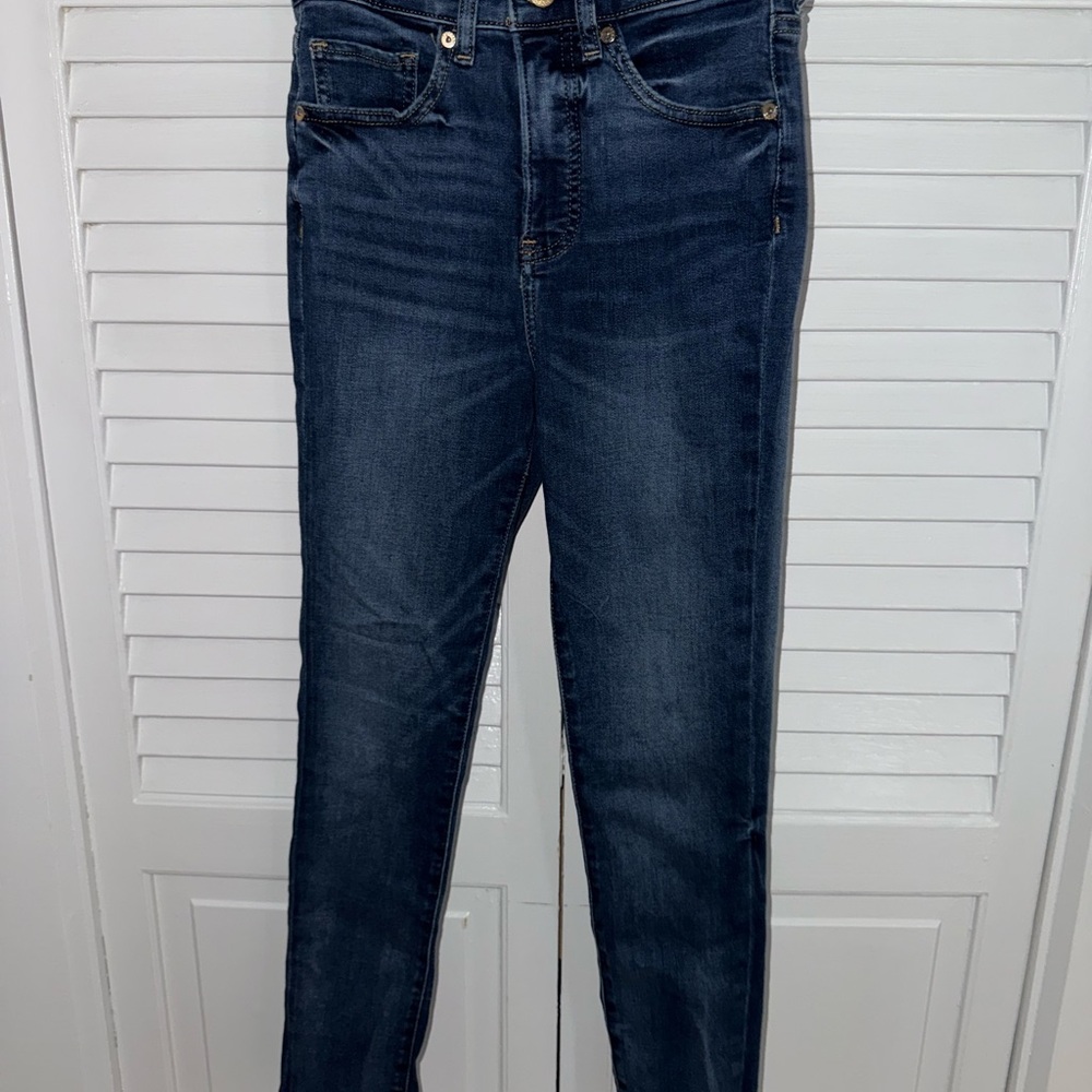 Express Blue High Rise Skinny Jeans Medium-Dark Wash